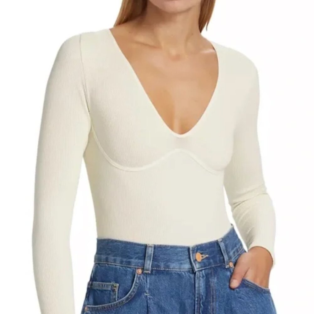 Intimately FP Meg Rib Seamless Thong Bodysuit White